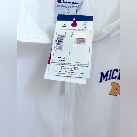 Michigan Wolverine’s White Hooded Jacket by Champion; NWT! Size Large - Picture 3 of 7